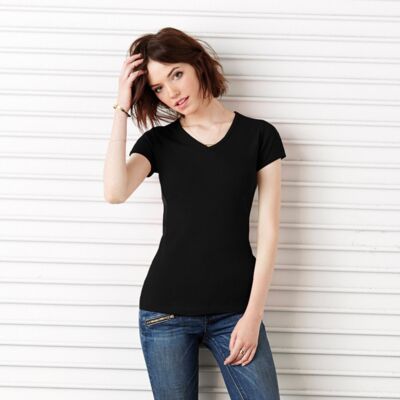 Baby rib short sleeve v-neck t-shirt Thumbnail
