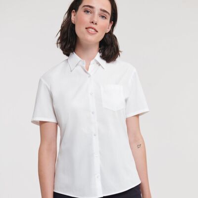 Russell Collection Women's short sleeve pure cotton easycare poplin shirt J937F Women's short sleeve pure cotton easycare poplin shirt Thumbnail