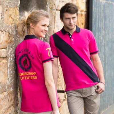 Women's diagonal stripe piqué polo shirt - tag-free Thumbnail