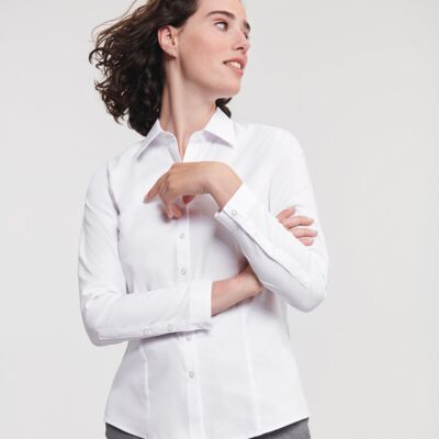 Russell Collection Women's long sleeve herringbone shirt J962F Women's long sleeve herringbone shirt Thumbnail