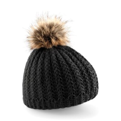 Fur pom pom beanie Thumbnail
