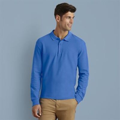 Premium Cotton® long sleeve double piqué polo Thumbnail