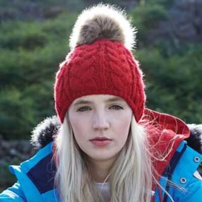 Beechfield Fur pop pom cable beanie BC410 Fur pop pom cable beanie Thumbnail