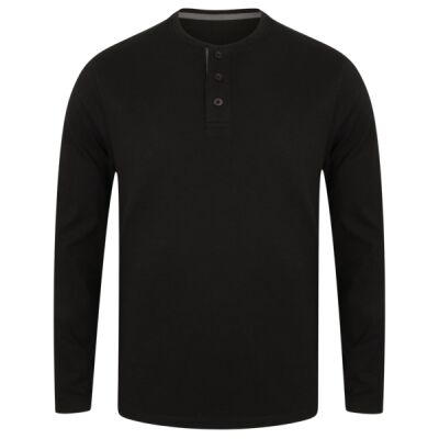 Washed long sleeve Henley T Thumbnail
