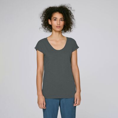 Women's Stella Invents slub v-neck raw edge t-shirt (STTW145) Thumbnail
