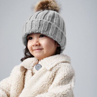 Beechfield Infant/junior fur pom pom chunky beanie B412A Infant/junior fur pom pom chunky beanie Thumbnail