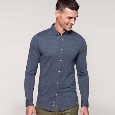 Long-sleeved jacquard knit shirt Thumbnail