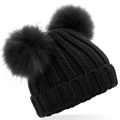 Beechfield Infant/junior faux fur double pom pom beanie B414B Infant/junior faux fur double pom pom beanie Thumbnail