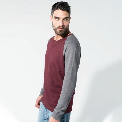 Men's two-tone organic crew neck raglan sleeve sweatshirt Thumbnail