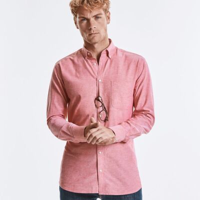 Long sleeve tailored washed Oxford shirt Thumbnail